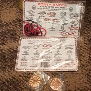 Boy Scouts of America Forty Knots kit & Scout Oath Coin. 2 of each, brand new.